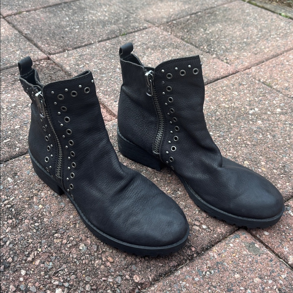 Lucky Brand Black  Hannie Moto Ankle Boots in black leather